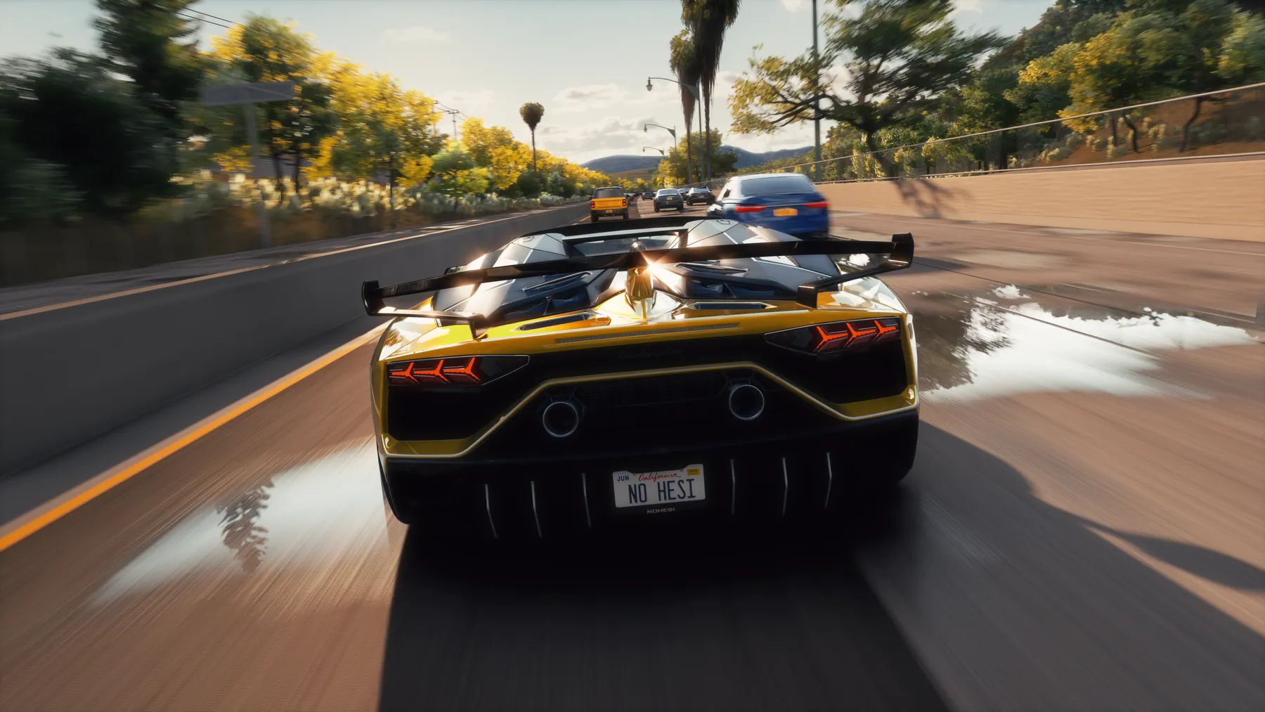 Dream Realism Lamborghini driving through a city street